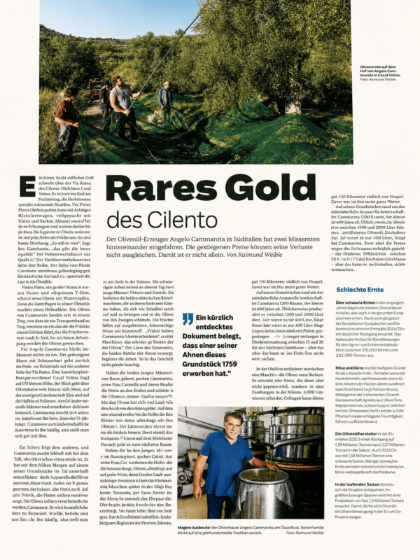 Reportage tedesco «Rares Gold des Cilento» sull'Oleificio Pinto
